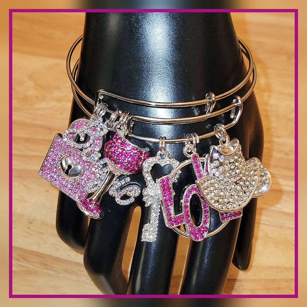 Pink & Silver Bangle Set